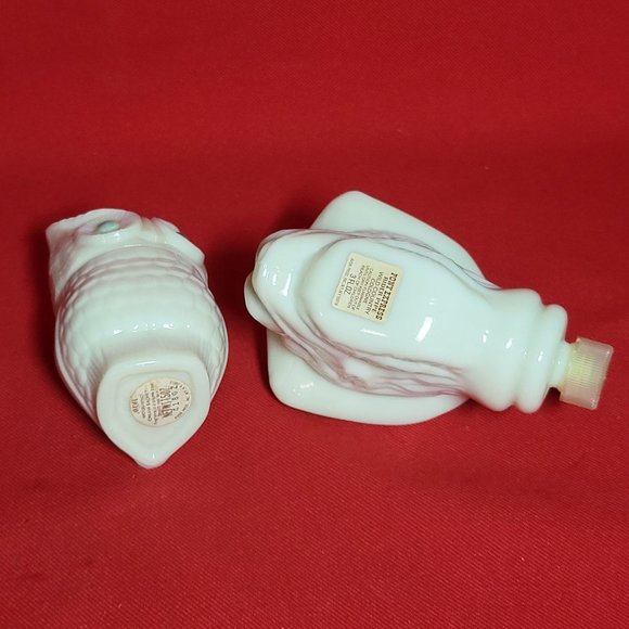 VTG Avon Collectibles Owl & Cowboy Cream Glass Decanter Set of 2 - Picture 7 of 11